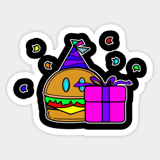 Happy Birthday Party Cheeseburger Gift Sticker